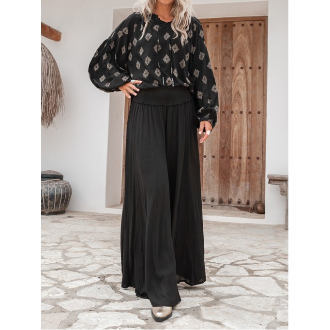 Bohemian Black Cotton Breeze Trousers