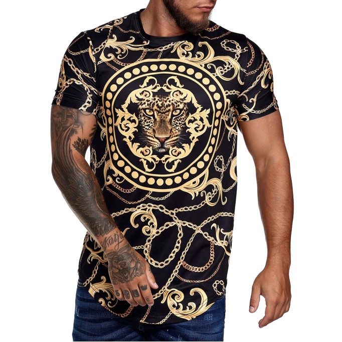 Chain lion pattern T-shirt