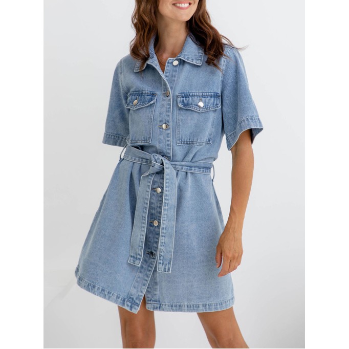 Denim Mini Dress - Light Wash