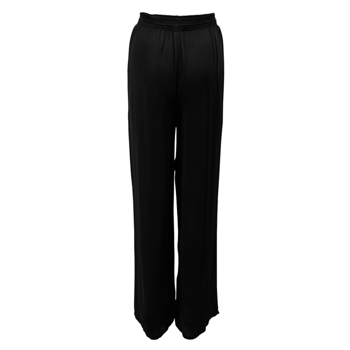 Elastic waist tied wide leg pants