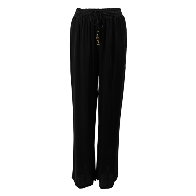 Elastic waist tied wide leg pants