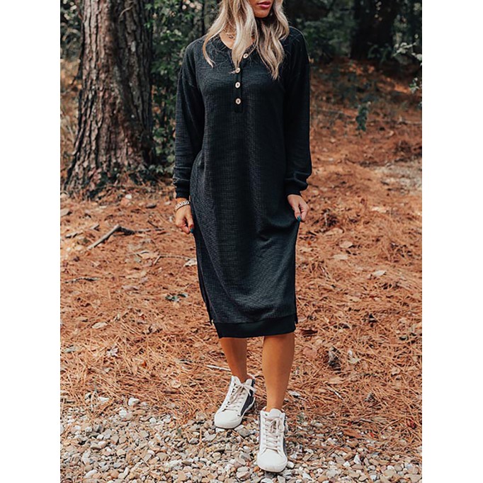 fall knit buttons cardingan dress