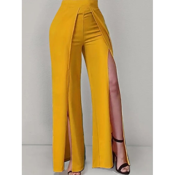 High-waisted, split trousers