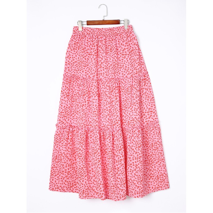 LEOPARD RUFFLE POCKET SHIFT CASUAL SKIRTS