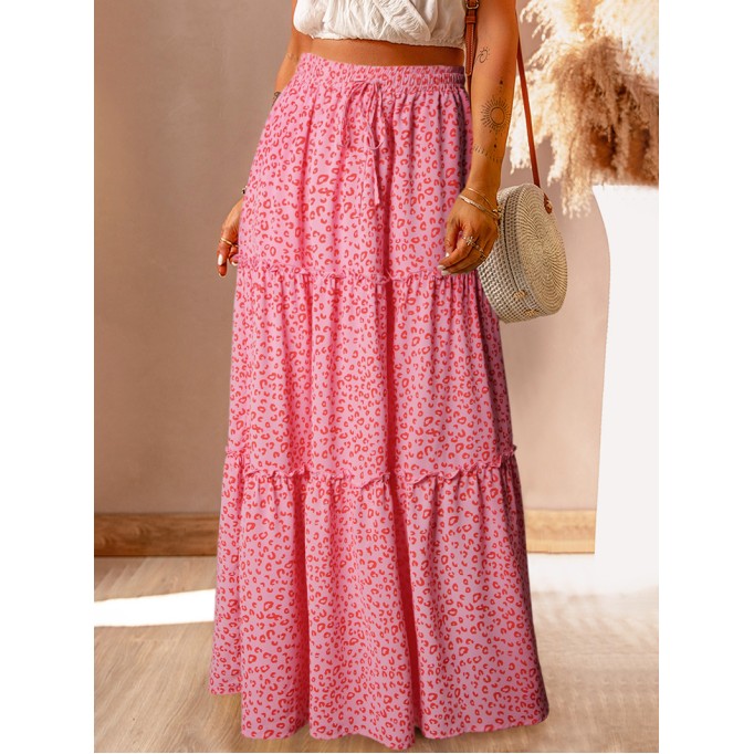 LEOPARD RUFFLE POCKET SHIFT CASUAL SKIRTS