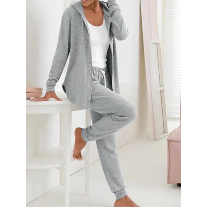 Long Sleeve Hooded Top Drawstring Pants Set