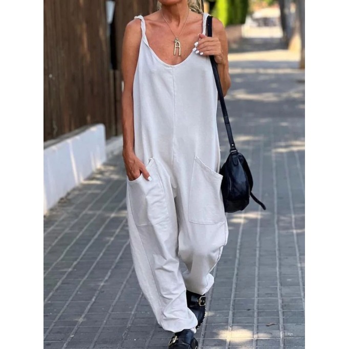 Loose solid color jumpsuit