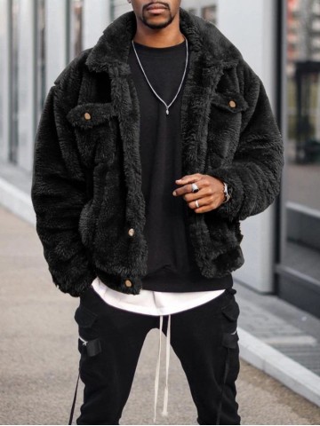 Men's Casual Oversized Plush Coat Jacket