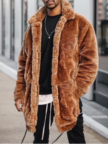 Men's Casual Oversized Plush Coat Jacket