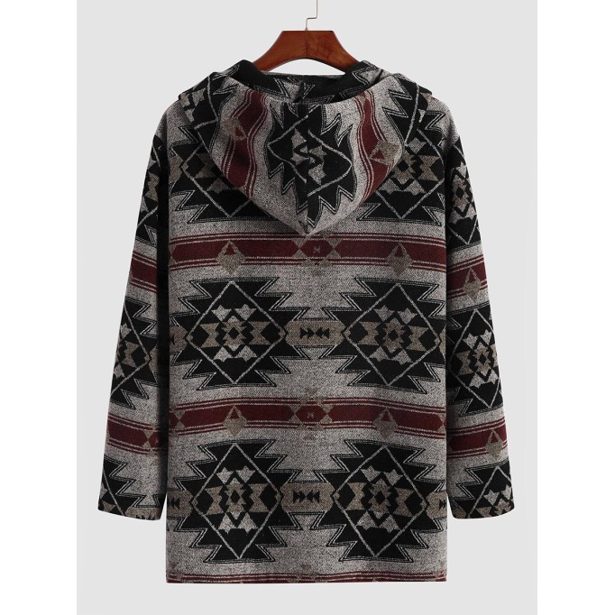 Men's Casual Oversized Print Coat Long Jacket