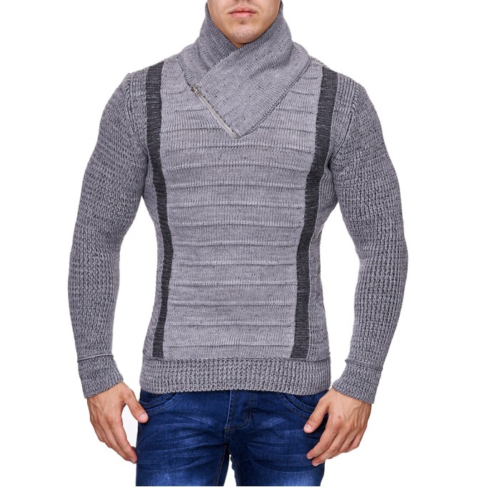 Men's Fashion 2-line Small High Neck Zipper Coat