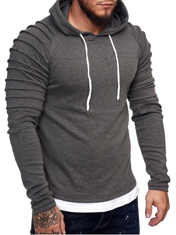 Men's gray ribbed hoodie