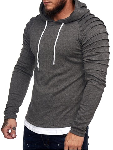 Men's gray ribbed hoodie