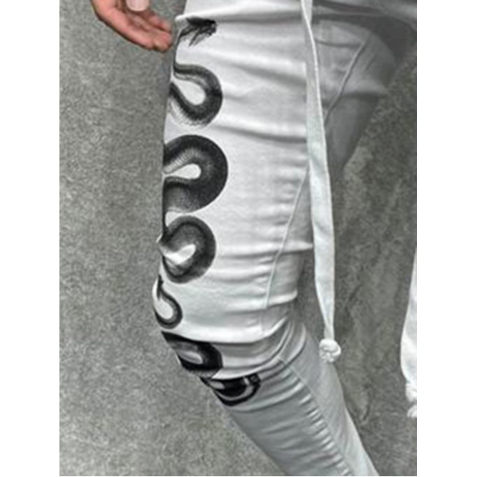 Men's snake patterned skinny jeans