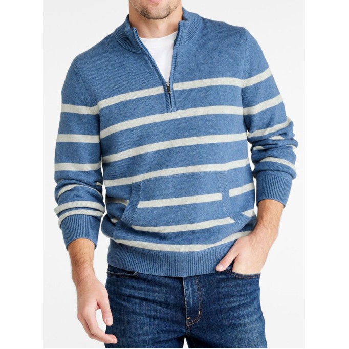 Men's zippered soft cotton cashmere sweater