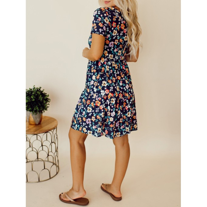 Navy Blue Flower Doll Dress