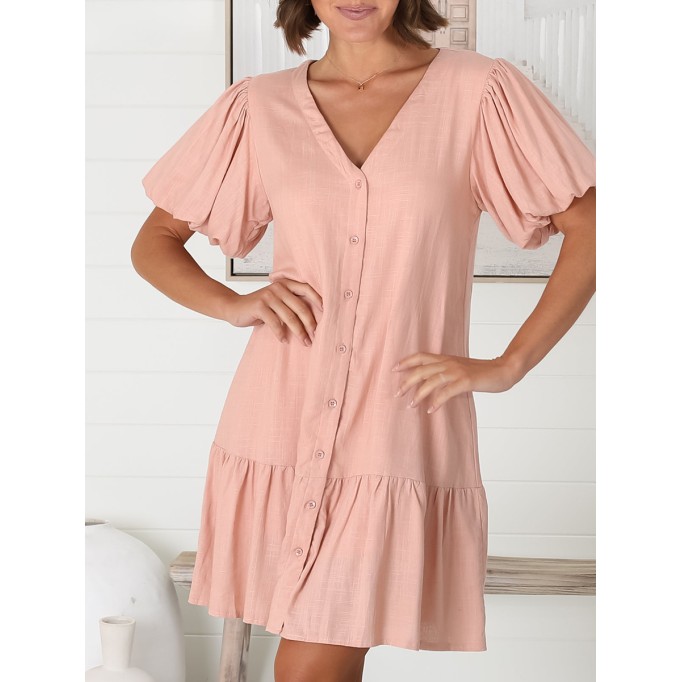 Pink V-neck dress