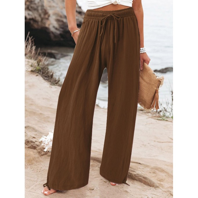 Pleated thin comfortable wide-leg trousers