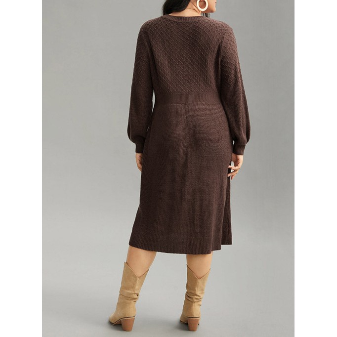 Plus-size V-neck sweater dress