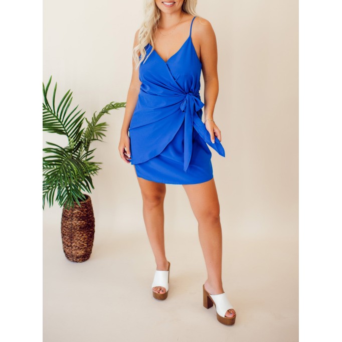 Strap Mini Wrap Dress