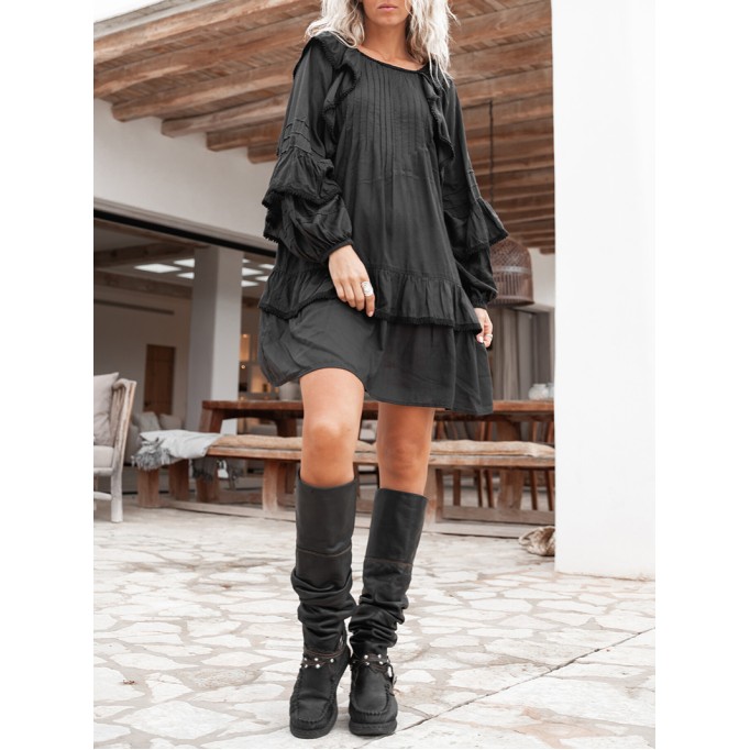 ruffled long sleeve dress