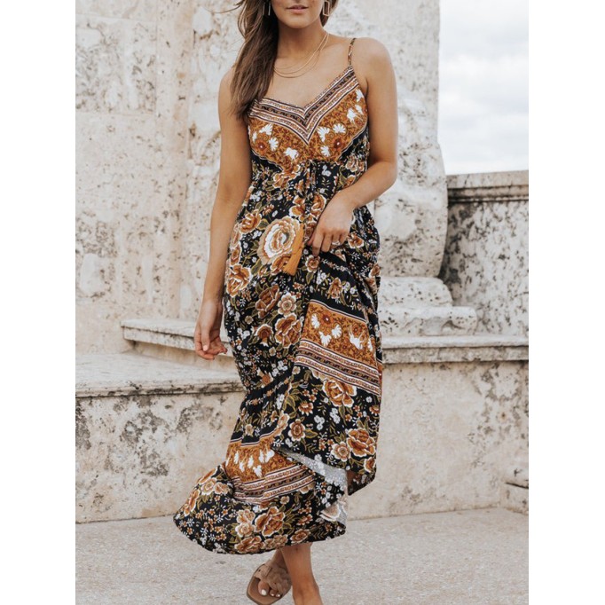 Sexy Bohemian halter print dress