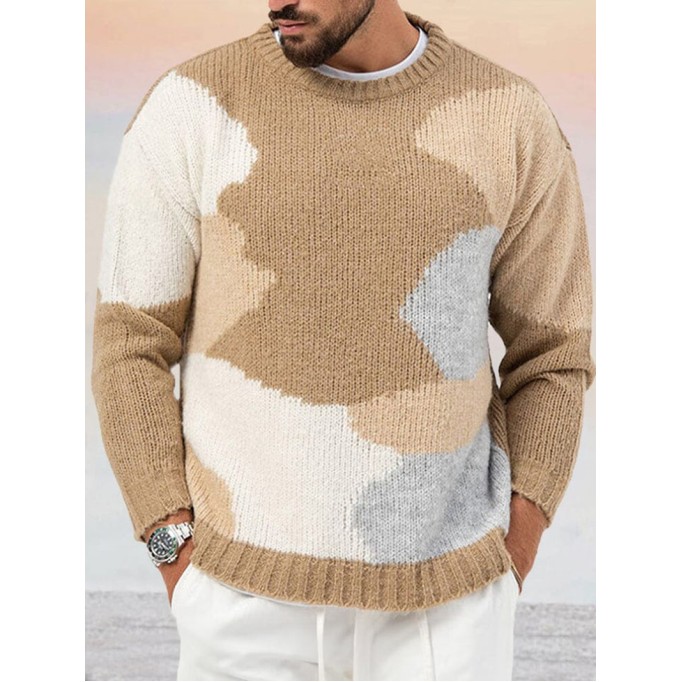 Soft Color Block Design Sweater