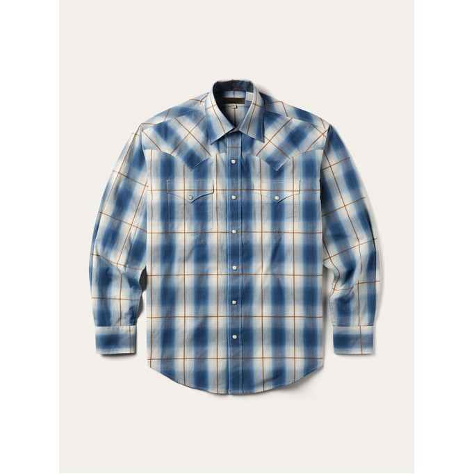 Men's Steel Ombre Plaid Western Shirt