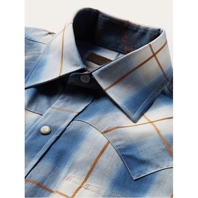 Men's Steel Ombre Plaid Western Shirt