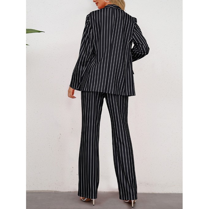 Striped suit jacket straight pants set