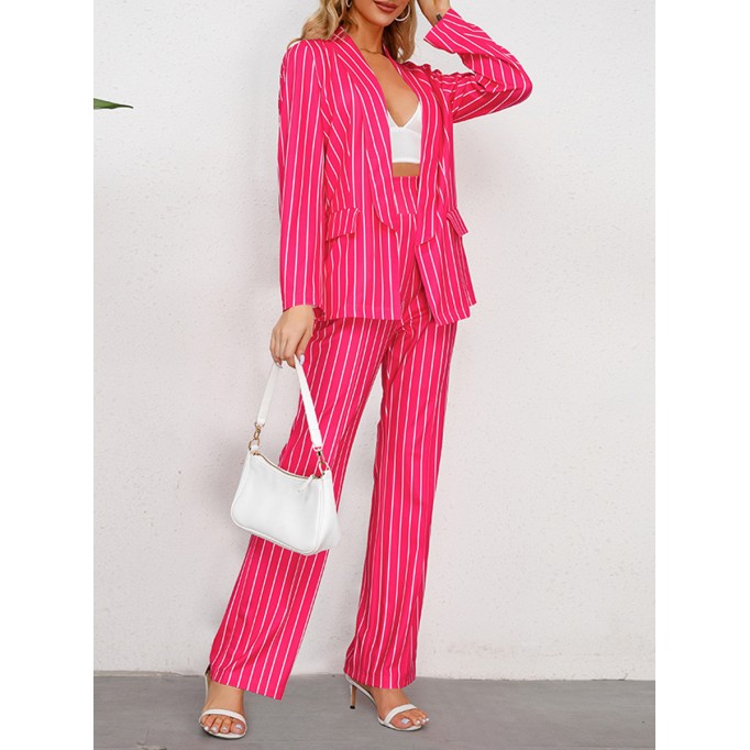 Striped suit jacket straight pants set