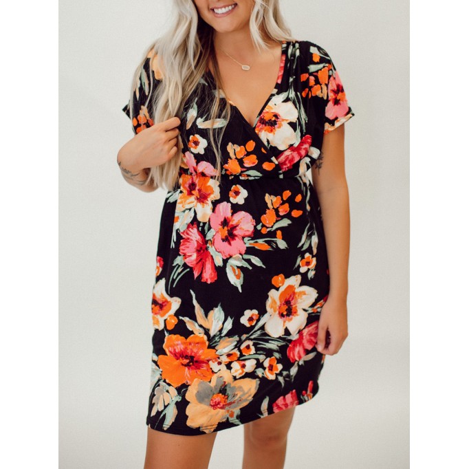 Tropical floral pattern dress