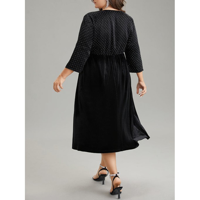 Velvet patchwork plus-size women's dress dress