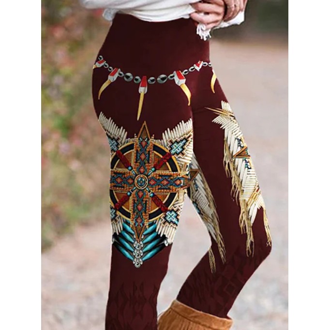 Vintage Western Tribal Print Casual Leggings