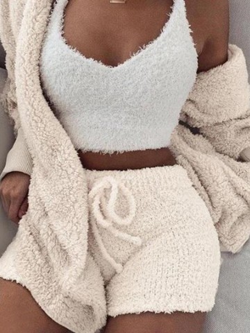 Winter Plush Loungewear Casual 3 Piece Set