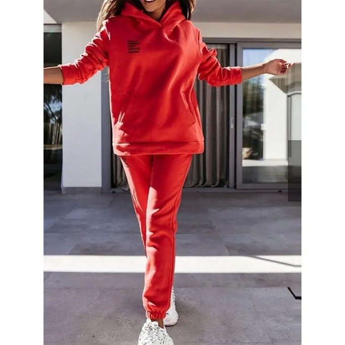 Women's Casual Letter Sweatshirt Drawstring Sweatpants Two Piece Set