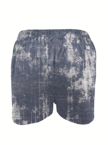 Women's high-waisted tie-dye printed cotton linen shorts