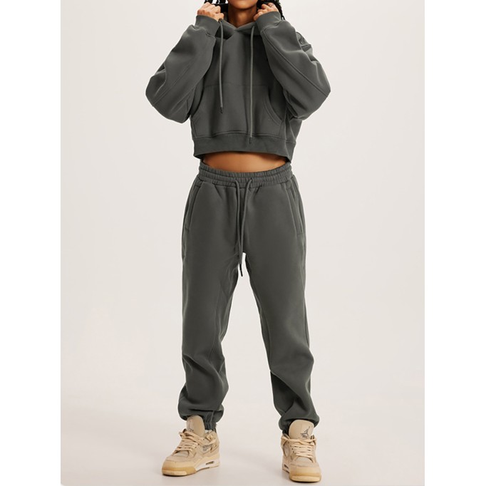 Women's Hooded Long Sleeve Top Sweatshirt Set