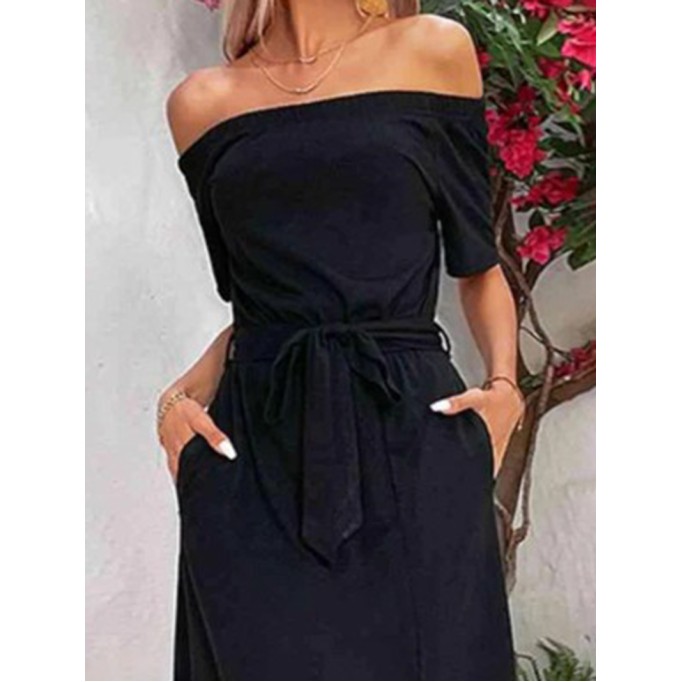 Women's Off Shoulder Waist Dress