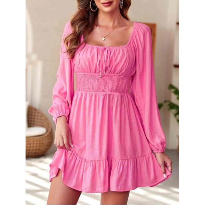 Women's pink bubble sleeved dress