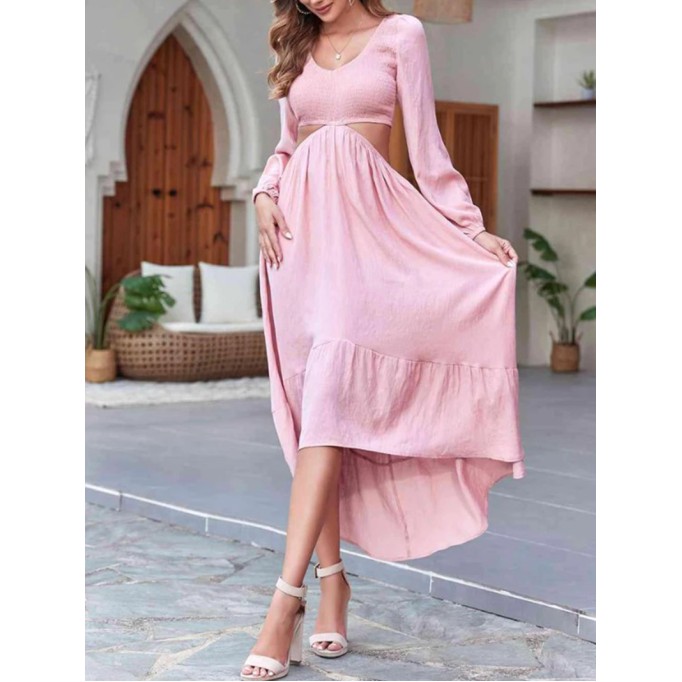 Women's pink open waist dress