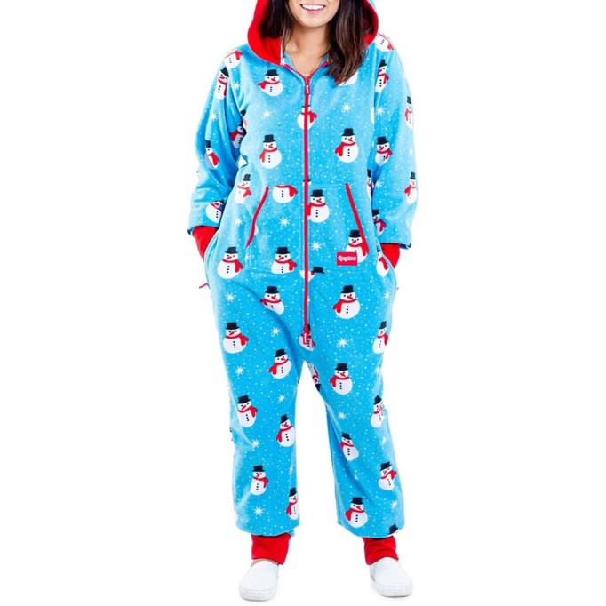 Women's Snowman Print Hooded Jumpsuit