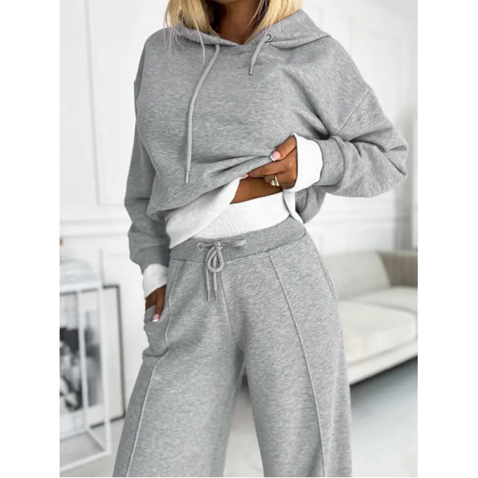 Women's Solid Color Hoodie Two Piece Set