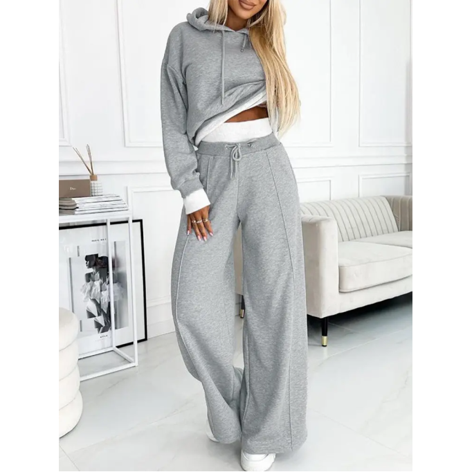 Women's Solid Color Hoodie Two Piece Set