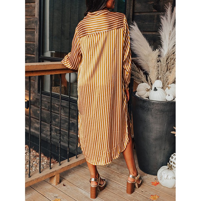 Women's Striped Pocket Shirt Dress